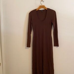 CARILYN VAILE SOLID BROWN DRESS SMALL